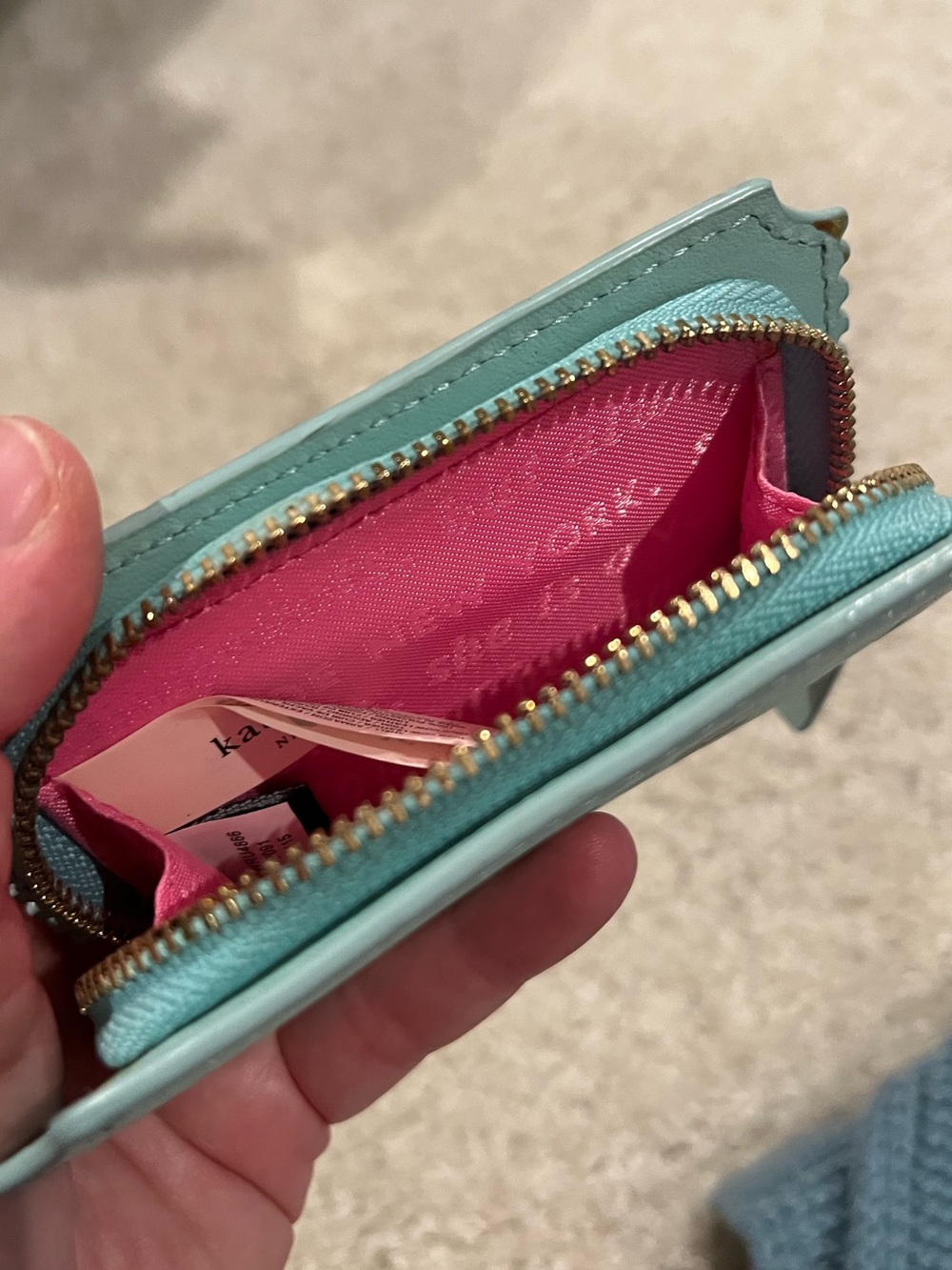 Kate Spade Rare Admit One Ticket Zip Wallet - Mint Green - Picture 13 of 14